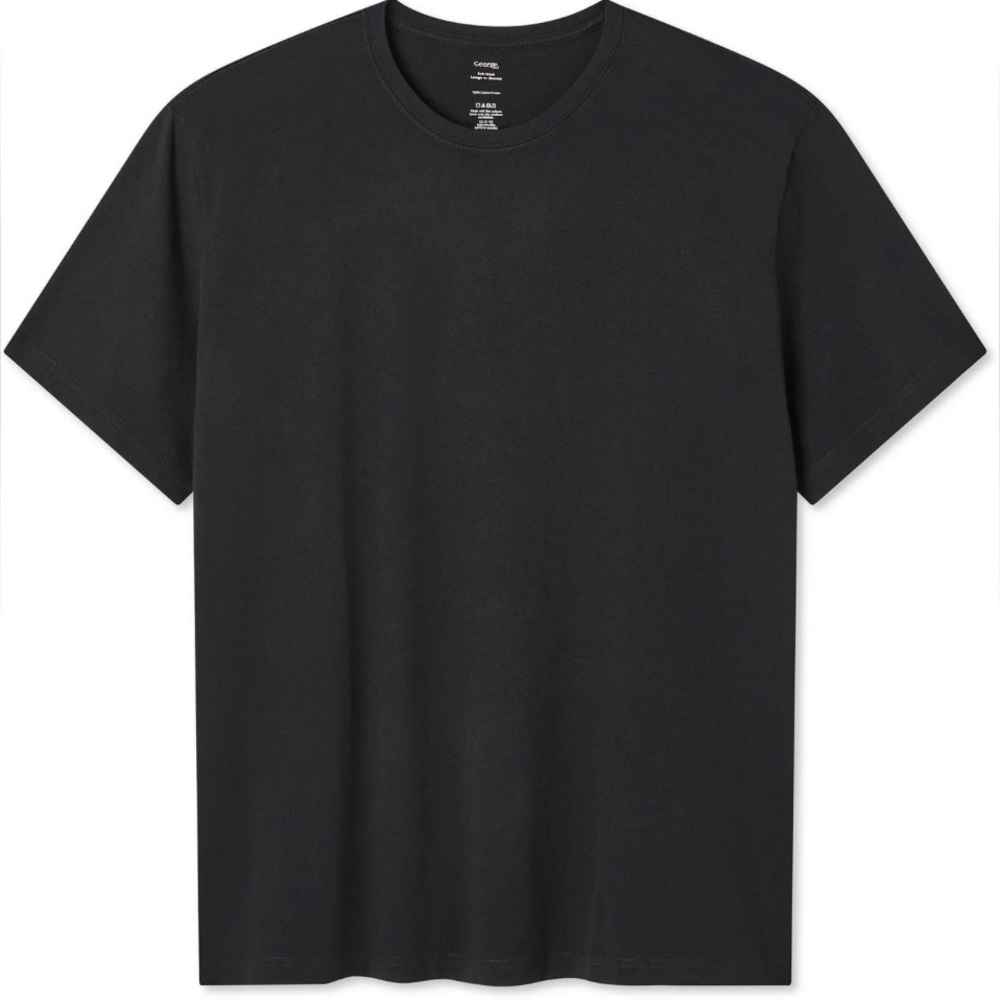 NWT 5XL Black George Big Men’s Crewneck Short Sleeve Tee Soft Wash 100% Cotton